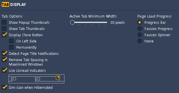 Some more Tab options available in Vivaldi.